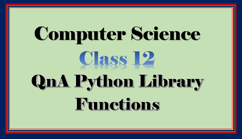 QnA python library functions 12