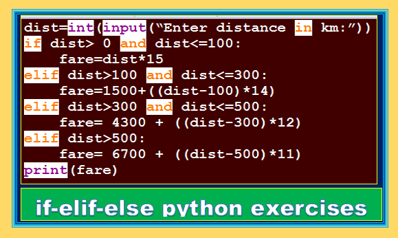 if-elif-else python exercises Class11