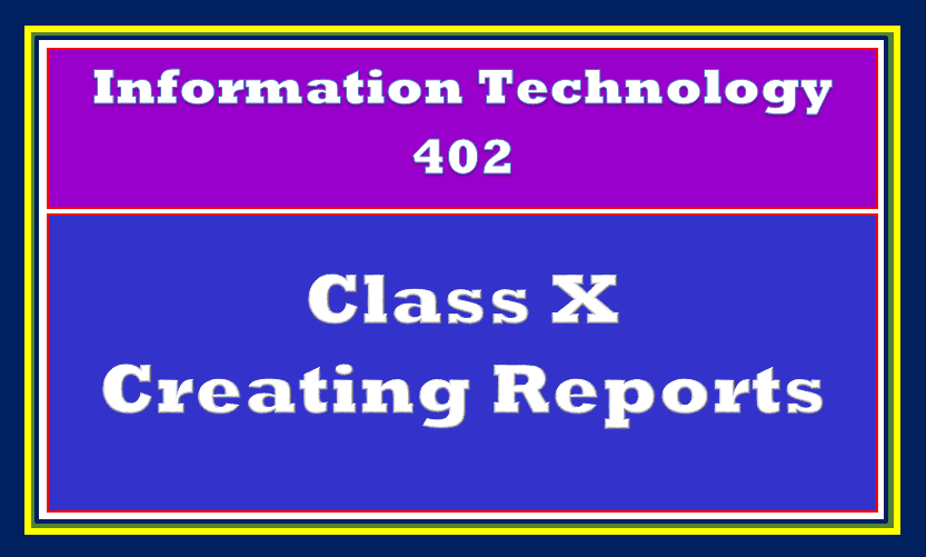 Creating reports Class 10 IT 402