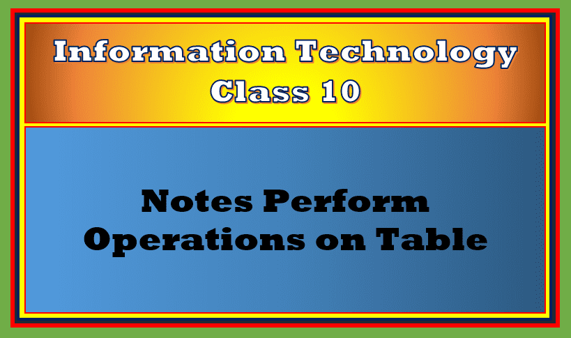 database table operations class 10