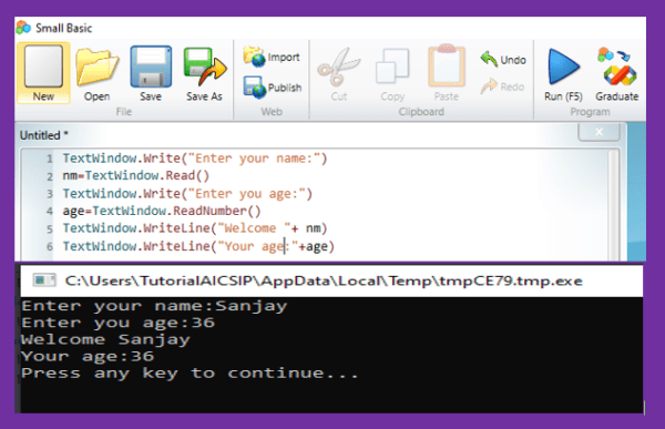 Important MS Small Basic Programs For Class 6 | TutorialAICSIP