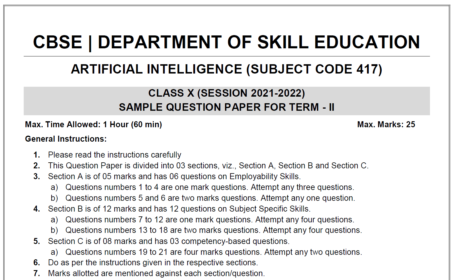 5 Most Important Term 2 Sample Paper AI Class 10 | TutorialAICSIP
