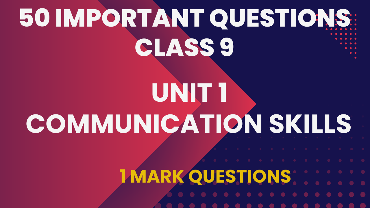 Important Questions for Class 9 Communication Skills
