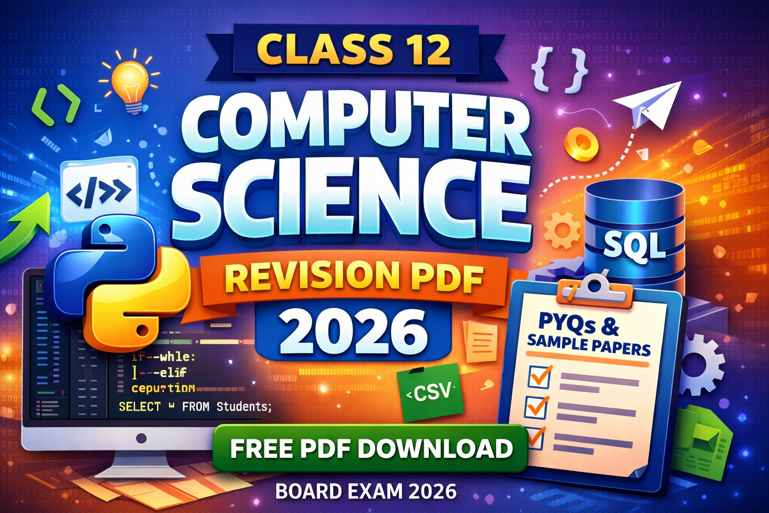Class 12 Computer Science Revision PDF 2026